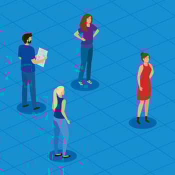 campaign of social distancing for covid 19 with young people vector