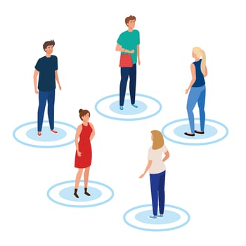campaign of social distancing for covid 19 with people vector