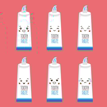 Cute Toothpaste with Various Expression Set vector
