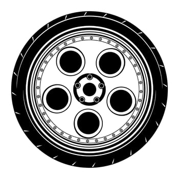Car wheel illustration for conceptual design vector