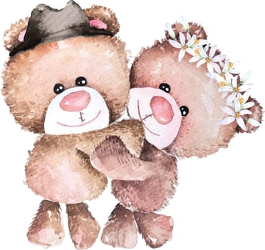 Watercolor teddy bear hand drawn illustration vector