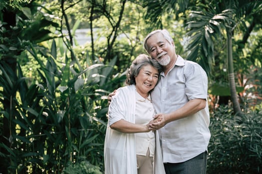 Elderly couple dancing together photo