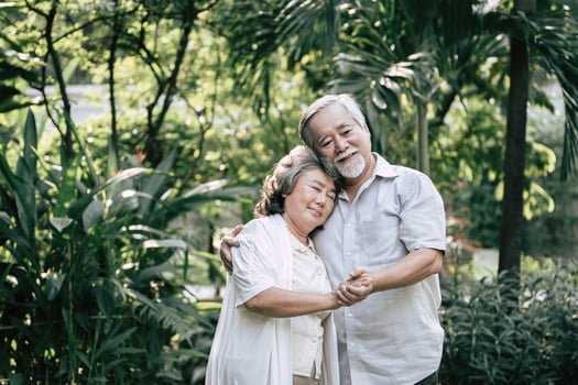 Elderly couple dancing together photo