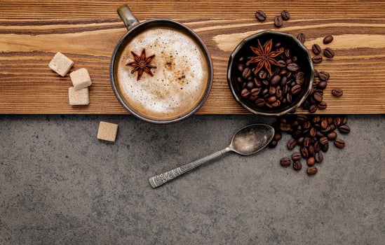 Latte flavored with sugar and spices photo