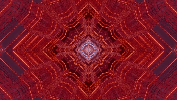 Red and blue 3D kaleidoscope design illustration for background or texture photo