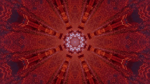 Blue, red, and purple 3D kaleidoscope design illustration for background or texture photo