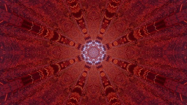 Red and blue 3D kaleidoscope design illustration for background or texture photo