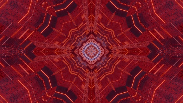 Red and blue 3D kaleidoscope design illustration for background or texture photo