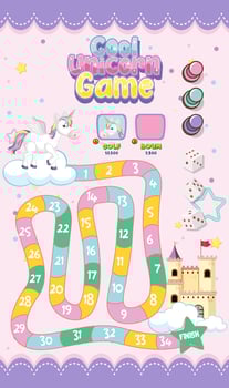 Board Game for kids in pastel unicorn style template vector