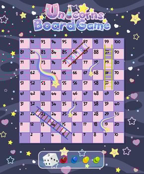 Snake Ladder game in unicorn pastel theme vector
