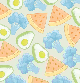 Vegetables and fruits pattern background vector