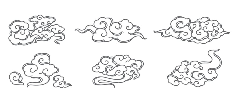 oriental chinese cloud set. vector