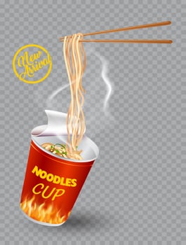 Instant cup noodles design vector