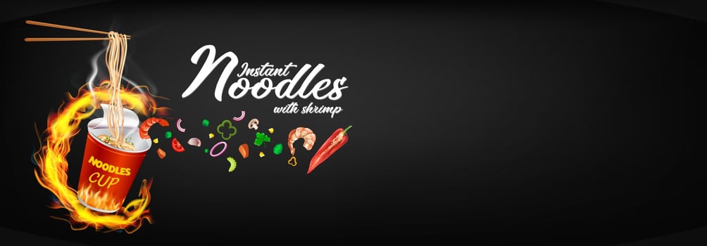Instant cup noodles design vector