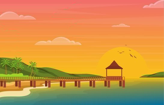 Summer Vacation in Tropical Beach Landscape vector