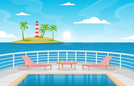 Cruise Ship Deck with Ocean Horizon Illustration vector