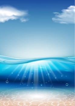 Realistic blue underwater. 3D illustration. vector
