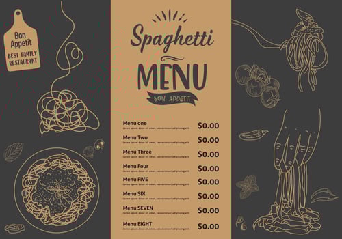 italian spaghetti. Food menu design. vector