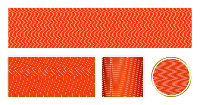 Salmon fillet texture, fish pattern. vector