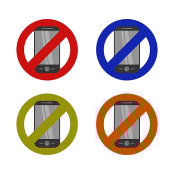 Smartphone Ban Set On White Background vector