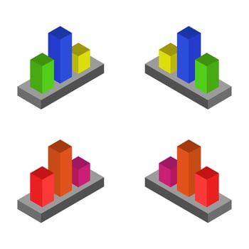 Isometric Statistics Set vector
