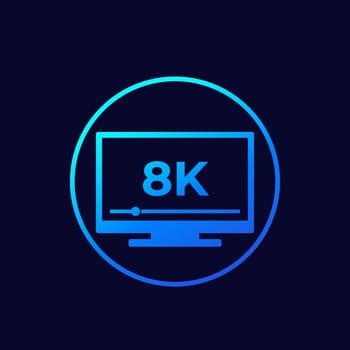 8K tv vector icon with gradient.eps