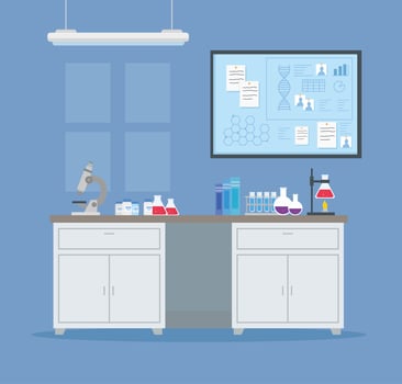 medical vaccine research with laboratory background vector