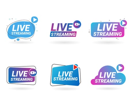 Live streaming symbol set online broadcast icon vector