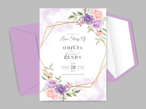 beautiful floral wedding invitation card template vector
