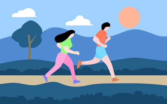 Boy and Girl Jogging at Park vector