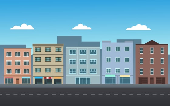 City Buildings with Street vector
