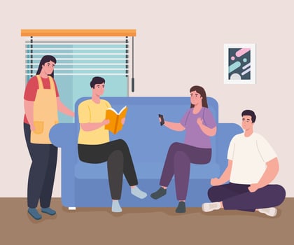 people doing activities at home vector