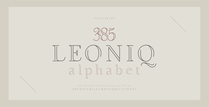 Elegant alphabet letters serif font and number. Classic Lettering Thin Line Minimal Fashion. Typography thin line fonts uppercase, lowercase and numbers. vector illustration