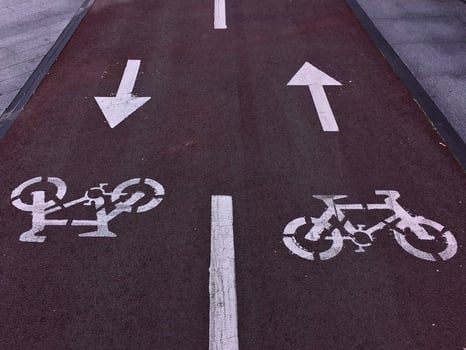 A bicycle traffic signal in Bilbao City, Spain photo
