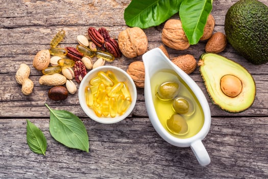 Top view of omega 3 foods photo