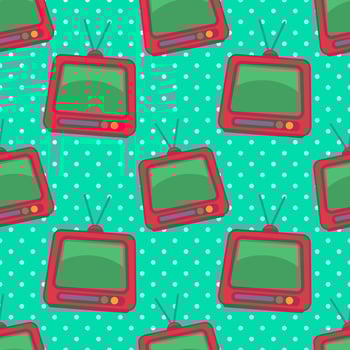retro television seamless pattern illustration vector