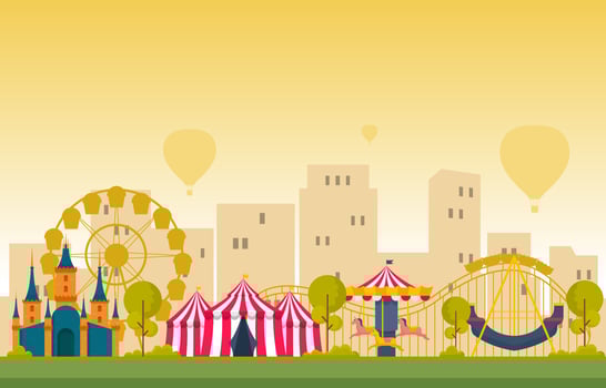 Circus and Amusement Park with Ferris Wheel Illustration vector