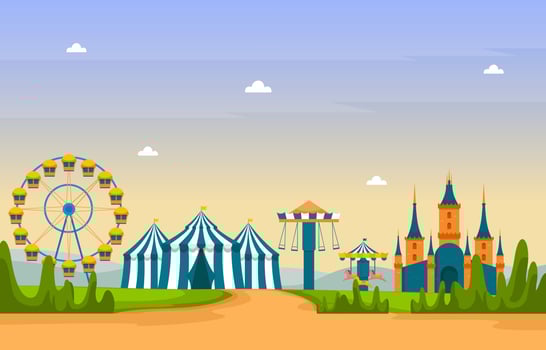 Circus and Amusement Park with Ferris Wheel Illustration vector