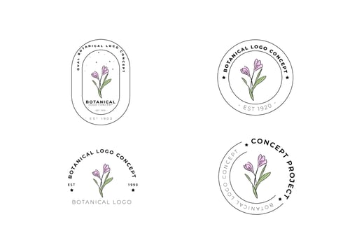 Minimal feminine modern botanical floral organic abstract logo design vector