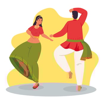 Couple with traditional clothes dancing vector