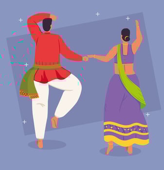 couple with traditional clothes dancing vector