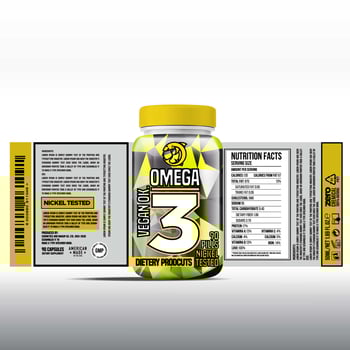 Bottle Label, Package Template Design, Label Design, Mock Up Design Label Template, Dietry Product Supplement Bottle vector