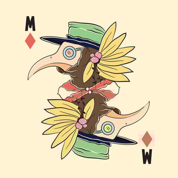 bird head card illustration, Colorful Tattoo design with beak. vector