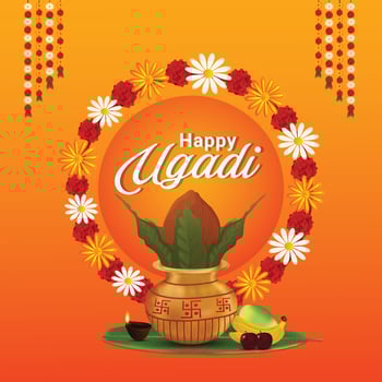 Happy Ugadi celebration greeting card vector
