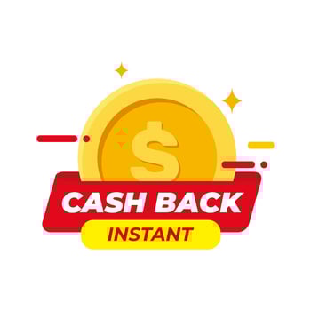 Cashback loyalty program concept. Credit or debit card with returned coins to bank account. Refund money service design. Bonus cash back symbol vector illustration