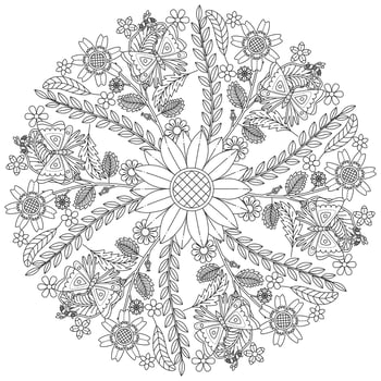 Circular Floral Pattern In Form Of Mandala, Decorative Ornament In Oriental Style, Ornamental Mandala Design Background With Vines Birds And Butterflies Free Vectornd butterflies Free Vector