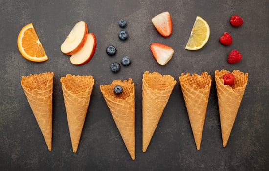 Fruit with ice cream cones photo