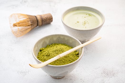 Matcha powder and tea photo