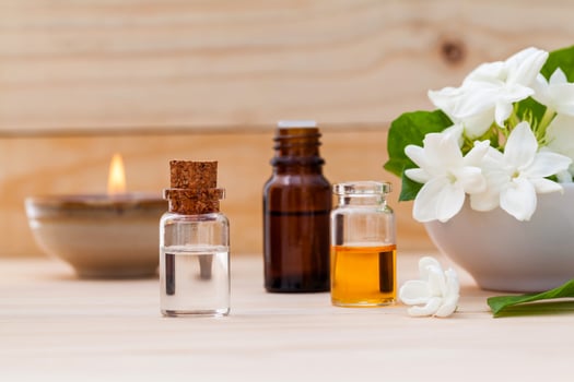 Aromatherapy oils in bottles photo