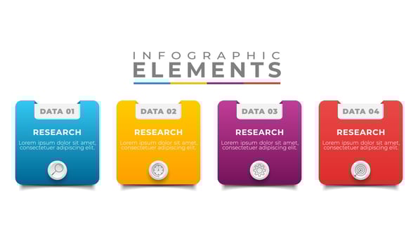 business infographic set with text colorful icons illustration vector